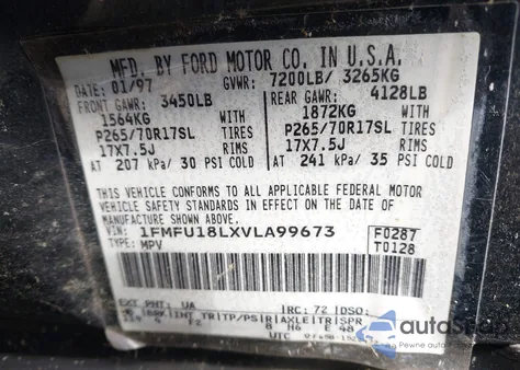 1997 Ford Expedition Eddie Bauer/Xlt from USA, damaged, VIN 1FMFU18LXVLA99673